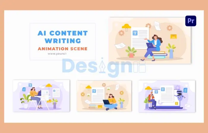 AI Content Writing Vector Art Character Animation Scene